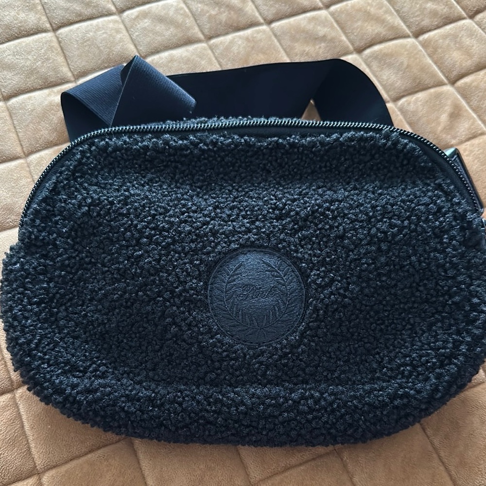PINK Black Sherpa Belt Bag
